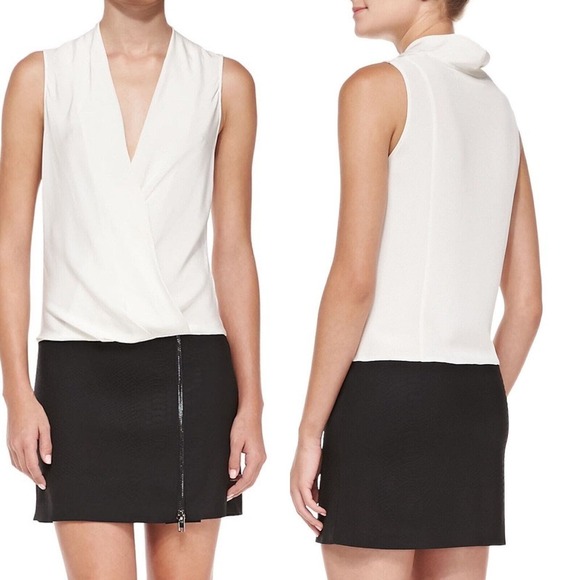 Ramy Brook Womens 4 Gerry Silk Crepe Two Tone Dress Zip Skirt Snake Embossed - Picture 1 of 10